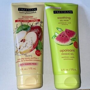 Freeman mask set clay and soothing gel mask apple vinegar and watermelon‎ NEW